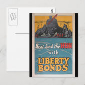 Propaganda Poster "Beat Back the Hun" WWI Briefkaart (Voorkant / Achterkant)