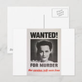 Propaganda Poster "Gezocht voor Moord" WWII Briefkaart (Voorkant / Achterkant)