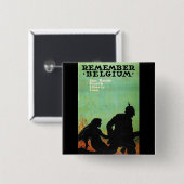 Propaganda Poster "Herinner België" WWWII Vierkante Button 5,1 Cm (Voorkant /achterkant)