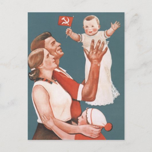 Propaganda-Poster van de Sovjetfamilie Briefkaart (Voorkant)