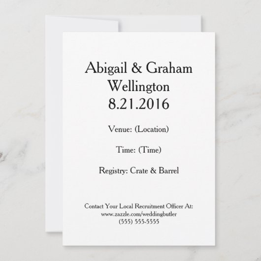 Propaganda-thema bruidsjonker uitnodiging (Achterkant)