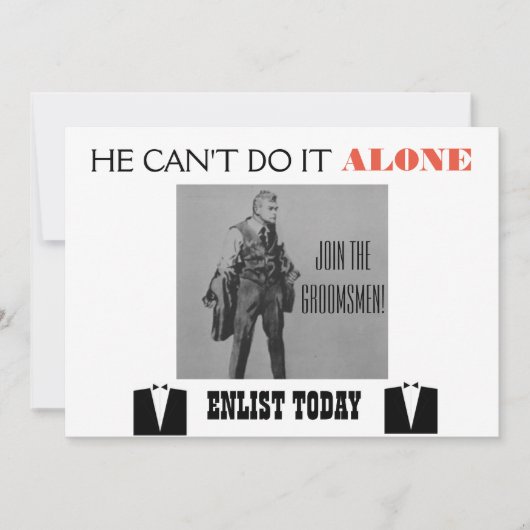 Propaganda Theren Groomsman Invite Kaart (Voorkant)