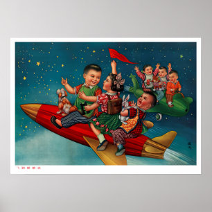 propaganda voor poster van Chinese ruimteretro