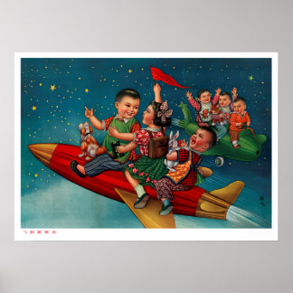 propaganda voor poster van Chinese ruimteretro