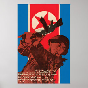 Propagandaposter Cuba Solidariteit met Noord-Korea Poster