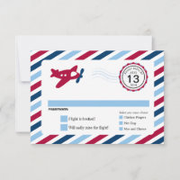 Propeller Plane Airmail Birthday RSVP