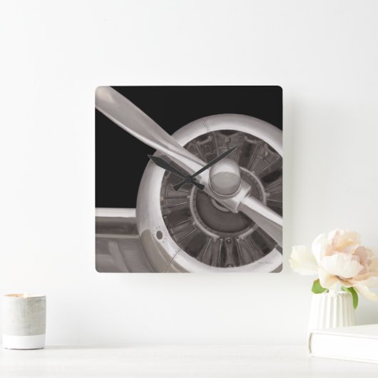 Propeller van het vliegtuig vierkante klok (Huis)