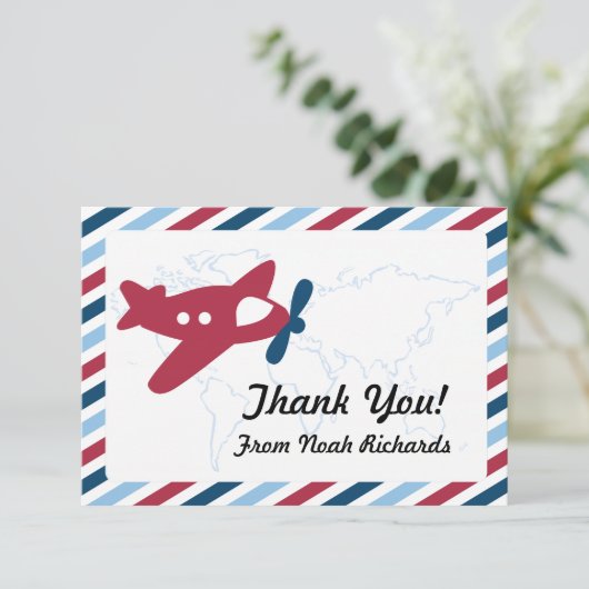 Propeller Vliegtuig Airmail Dank u Bedankkaart (Staand voorkant)