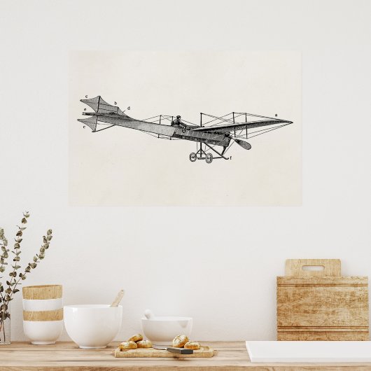  propellervliegtuig — oud propellervliegtuig poster (Keuken)