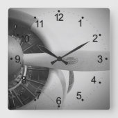 propellervliegtuig vierkante klok (Voorkant)