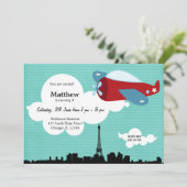 Propellor Plane Birthday (blauw) Kaart (Staand voorkant)