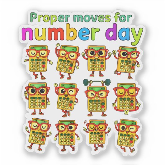 Proper Maths for Number Day Cute Sticker (Voorkant)