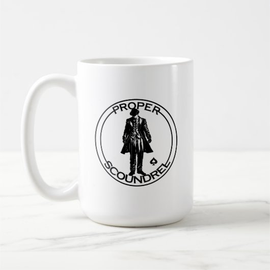Proper Scoundrel zwart en wit Koffiemok (Links)