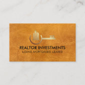 Properties Key Gold Logo | Bruin Leer Visitekaartje (Voorkant)