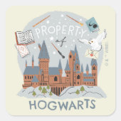 Property of Hogwarts Cartoon Graphic Vierkante Sticker (Voorkant)