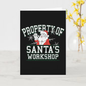 Property Of Santa's Workshop Funny Christmas  Kaart (Gele Bloem)