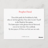 Prophet David Prayer Card Briefkaart (Achterkant)