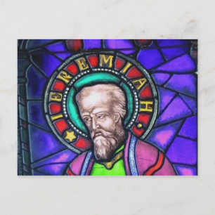 Prophet Jeremiah Glas in lood Window Briefkaart