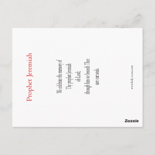 Prophet Jeremiah Prayer Card Briefkaart (Achterkant)
