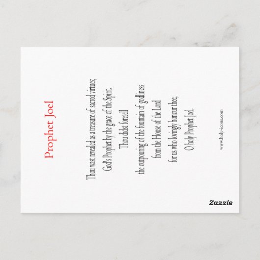 Prophet Joel Prayer Card Briefkaart (Achterkant)