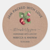 Propvol met Liefde Aardbeienjam Bruiloftsgeschenke Ronde Sticker (Voorkant)