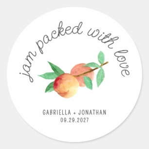 Propvol Met Liefde Perzikjam Trouwgunst Ronde Sticker