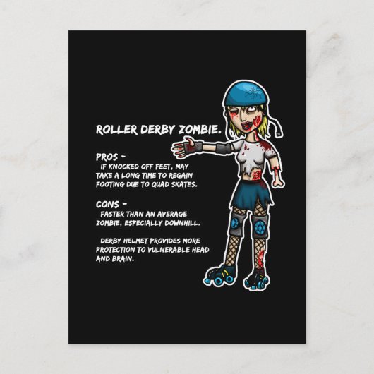 Pros en Cons Roller Derby Zombie Briefkaart (Voorkant)