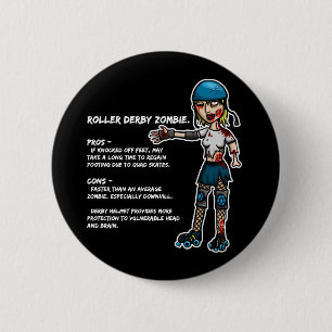 Pros en Cons Roller Derby Zombie Ronde Button 5,7 Cm
