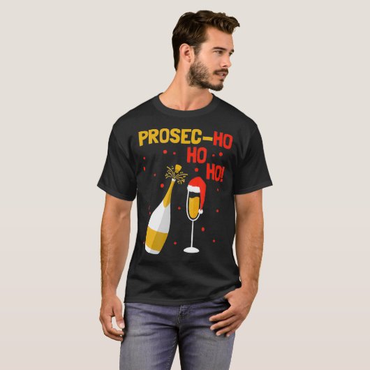 Prosec Ho Ho Funny Presecco kerstvakantie T-shirt (Voorkant volledig)