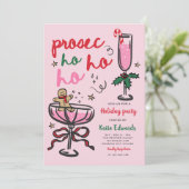 Prosec-Ho-Ho-Ho Kerst Cocktailparty Kaart (Staand voorkant)