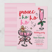 Prosec-Ho-Ho-Ho Kerst Cocktailparty Kaart (Voorkant / Achterkant)