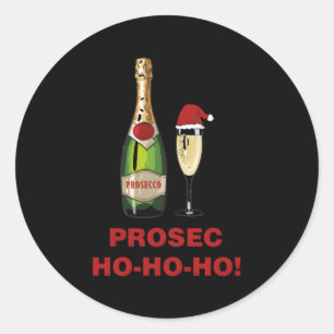 Prosec-ho ho ho Prosecco afdrukken Ronde Sticker
