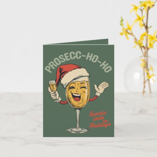 Prosecc-ho-ho – Funny Christmas Prosecco Pun  Kaart (Gele Bloem)