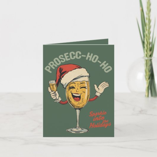 Prosecc-ho-ho – Grappige Kerst Prosecco Grappenmak Kaart (Voorkant)