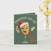 Prosecc-ho-ho – Grappige Kerst Prosecco Grappenmak Kaart (Gele Bloem)