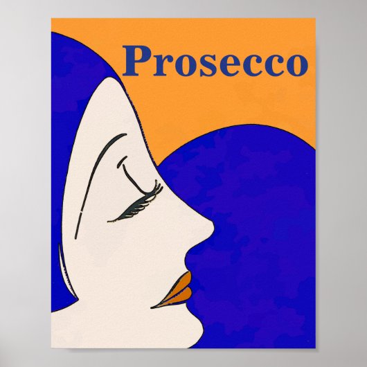 Prosecco, Abstract Poster met vrouwengezicht (Voorkant)