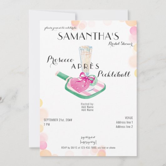 Prosecco Après Pickleball Retro Vrijgezellenfeest Kaart (Voorkant)