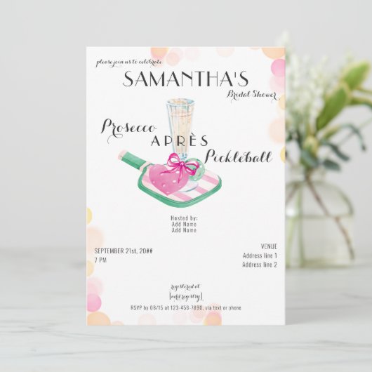 Prosecco Après Pickleball Retro Vrijgezellenfeest Kaart (Staand voorkant)