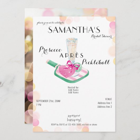 Prosecco Après Pickleball Retro Vrijgezellenfeest Kaart (Voorkant / Achterkant)