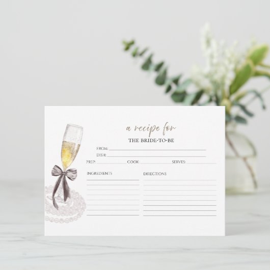 Prosecco Bloem Bruidsborrel Recept Kaarten (Staand voorkant)