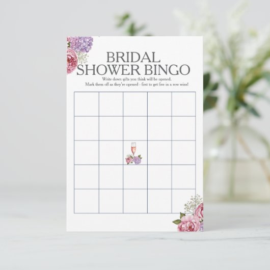 Prosecco bloemen Bruidsdouche Bingo spel Kaart (Staand voorkant)