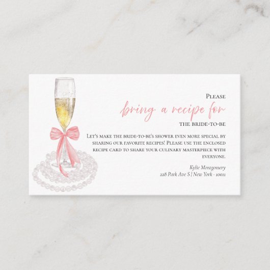Prosecco Bruidsborrel Recept Verzoekkaart Informatiekaartje (Voorkant)