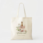 Prosecco Bruisend Waterverf Bloemig Bruidsmeisje Tote Bag (Voorkant)
