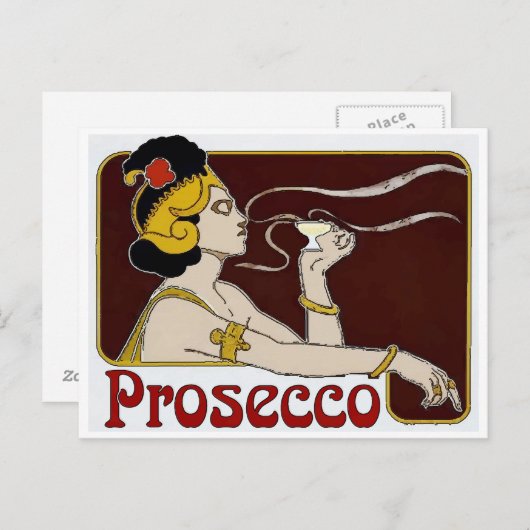 Prosecco, damesoverval briefkaart (Voorkant / Achterkant)