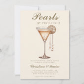 Prosecco Elegante Brunch met Parels Bruiloft Kaart (Voorkant)