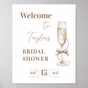 Prosecco en Parels Vrijgezellenfeest Welkomstbord Poster