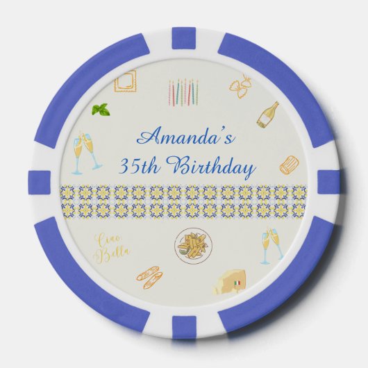 Prosecco en Pasta Verjaardag Poker Chips (Voorkant)