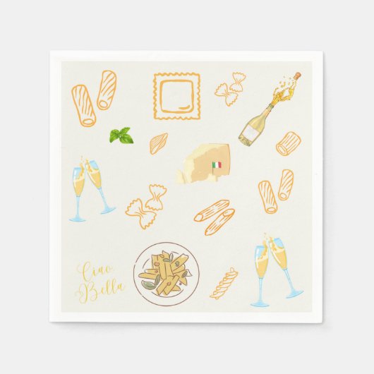 Prosecco en Pasta Verjaardag Servet (Voorkant)