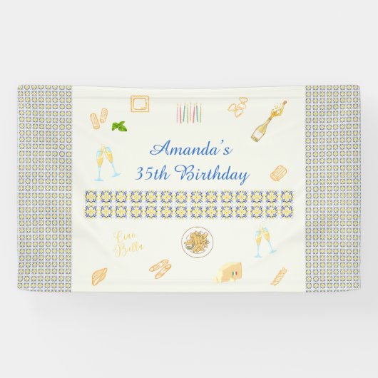 Prosecco en Pasta Verjaardag Spandoek (Horizontaal)