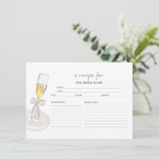 Prosecco Floral Vrijgezellenfeest Recept Kaarten (Staand voorkant)